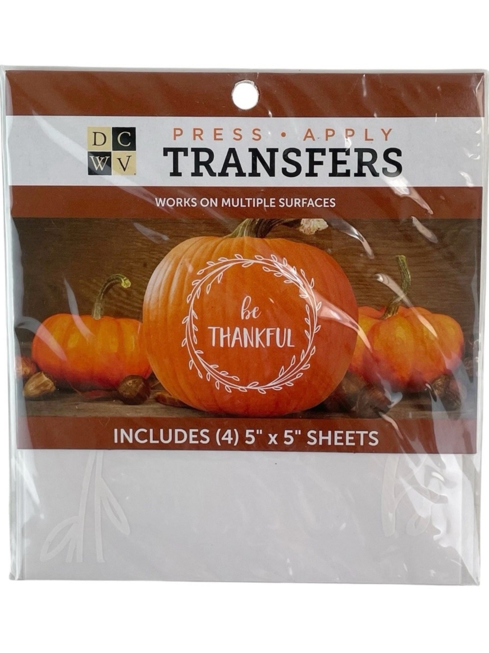 DCWV Transfers Be Thankful Fall Thanksgiving Crafts Pumpkin DIY 4 Sheets Decals